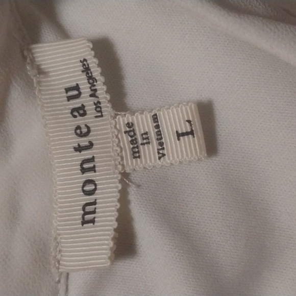 Monteau Key Hole Silky Lined Shell Top Ivory Sleeveless Blouse Size L - Picture 6 of 8